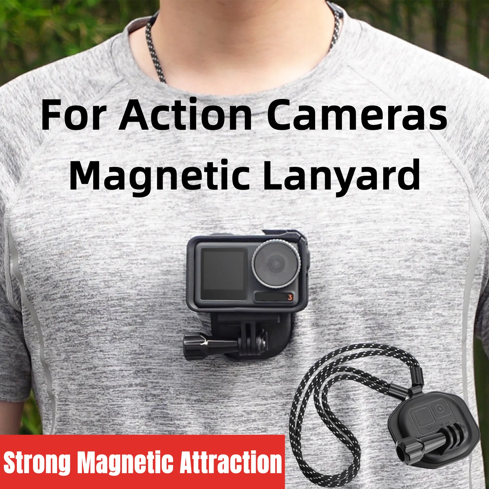 Neck Action Camera Bracket Mobile Strong Magnetic Attraction Rideable Shooting For GoPro Hero 11 10 9  DJI Insta360 Xiaomi