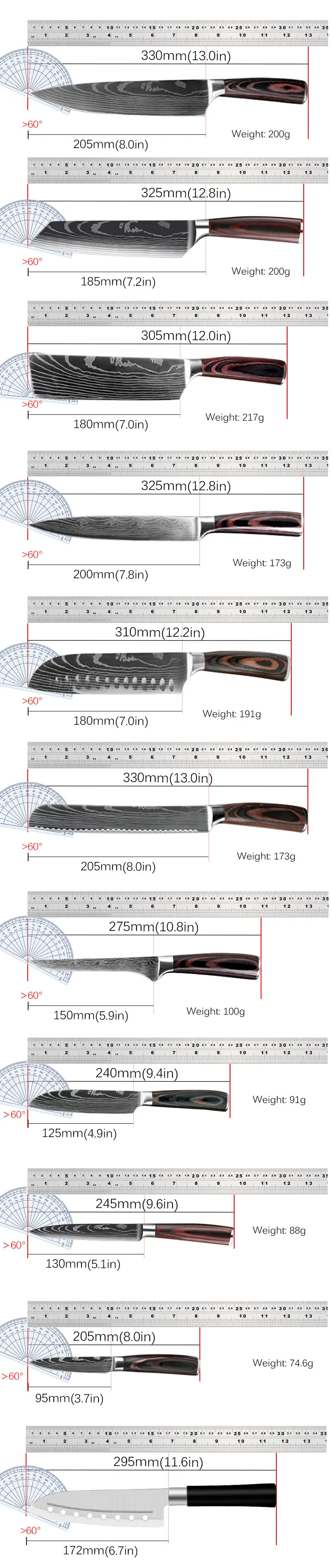 Coltello da cuoco Laser di damasco coltello da Sashimi di salmone giapponese manico in resina rossa coltello da affettare coltello da cucina strumento di cottura