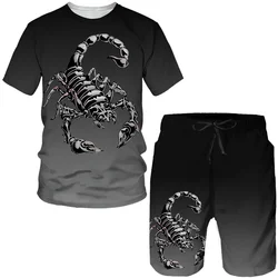 Ensembles de t-shirts et shorts College 3D Scorpion pour hommes, survêtements à la mode, t-shirt et pantalon à manches courtes, olympiques pour hommes, vêtements respirants, nouveau