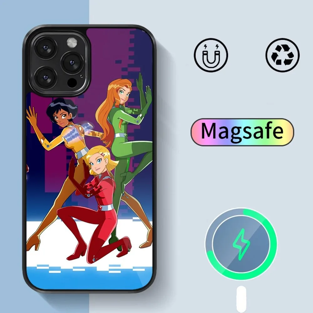 MINISO Totally Spies Phone Case For iPhone 14 13 12 11 15 Pro Max Plus Magsafe Magnetic Cover