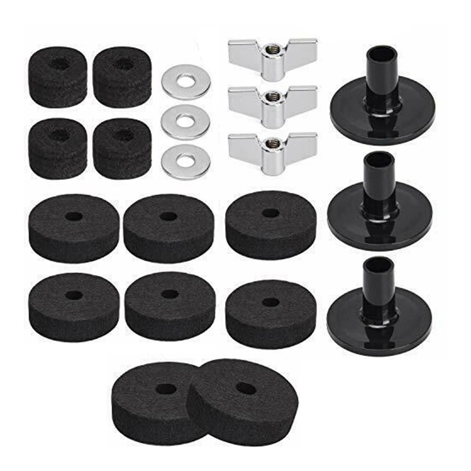 

18/21Pcs Cymbal Replacement Accessories Cymbal Stand Sleeves Cymbal Felts with Cymbal Washer & Base Wing Nuts for Drum Set