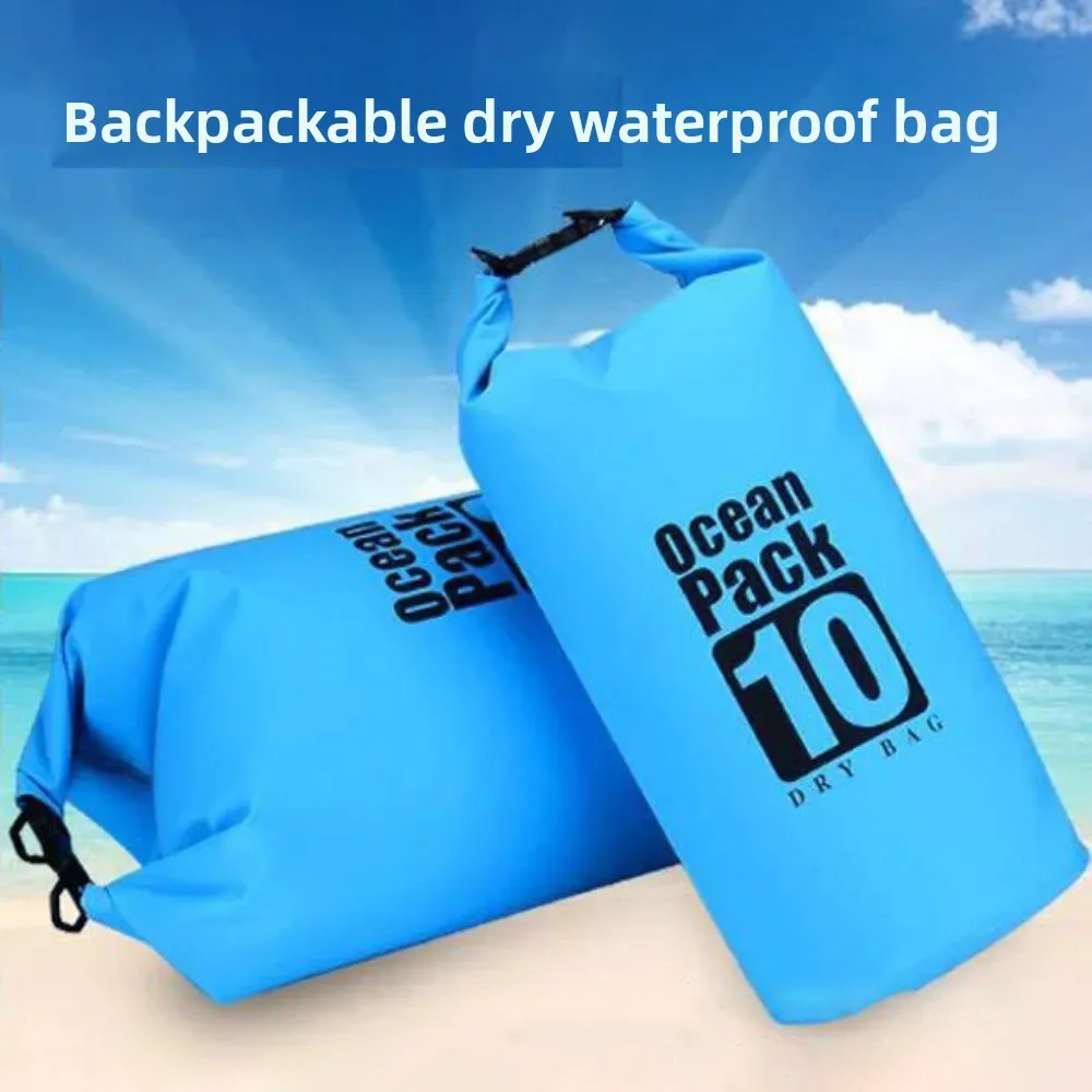 10L Waterproof Dry Bag Waterproof with Shoulder Straps Swimming Bucket Bag Foldable Large-Capacity Beach Backpack Beach Swimming