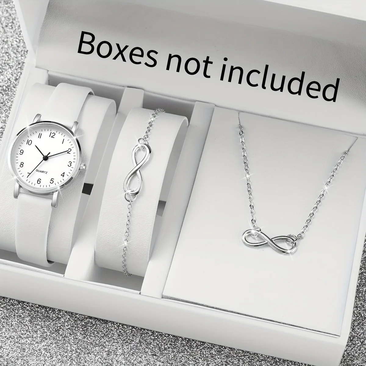 3 Stks/set Dames Casual Mode Quartz Horloge Analoog Pu Lederen Polshorloge & Sieraden Set, Cadeau Voor Mama Haar