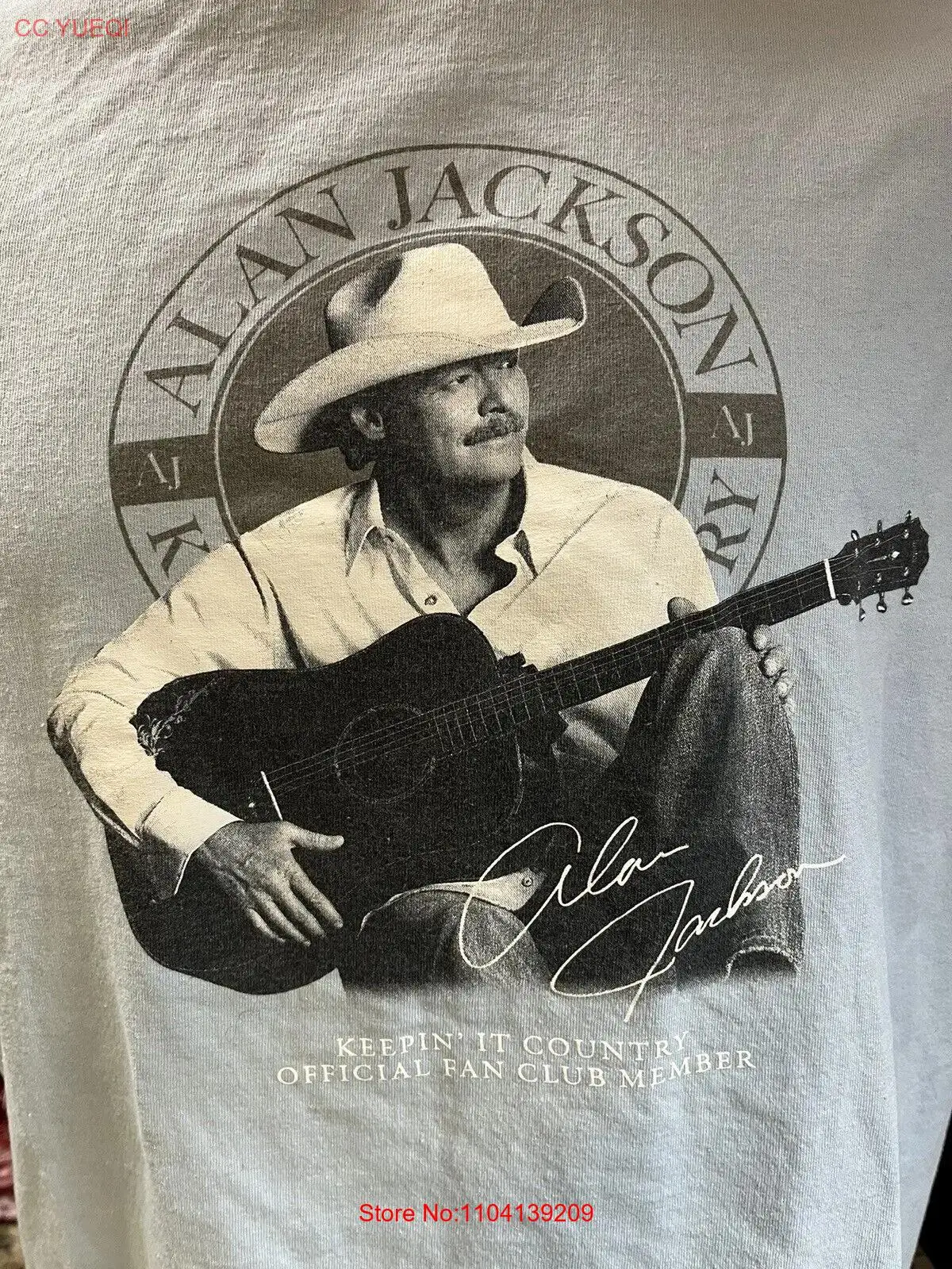 Alan Jackson เสื้อยืดแฟนคลับ, เสื้อยืดแขนยาวเพลงคันทรี่ไซส์ใหญ่พิเศษ