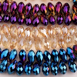 Multicolor Austria Glass Teardrop Beads For Jewelry Making Necklace Diy Accessories Crystal Briolette Faceted Beads Wholesale