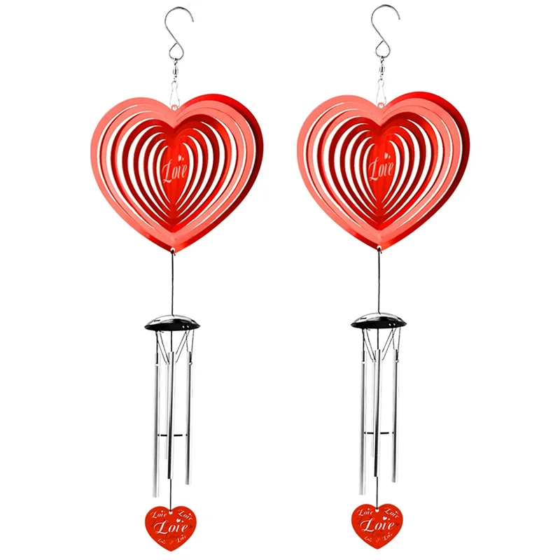 

Versatile Wind Chime Valentine's Day Decoration Windchime Hanging Ornament For Wedding 2 Pieces Red