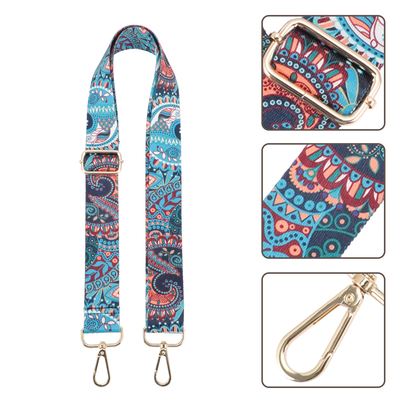 Banjo Strap Belt for Gift Floral Printed Vintage Decor Neck Wallet Shoulder Polyester Adjustable