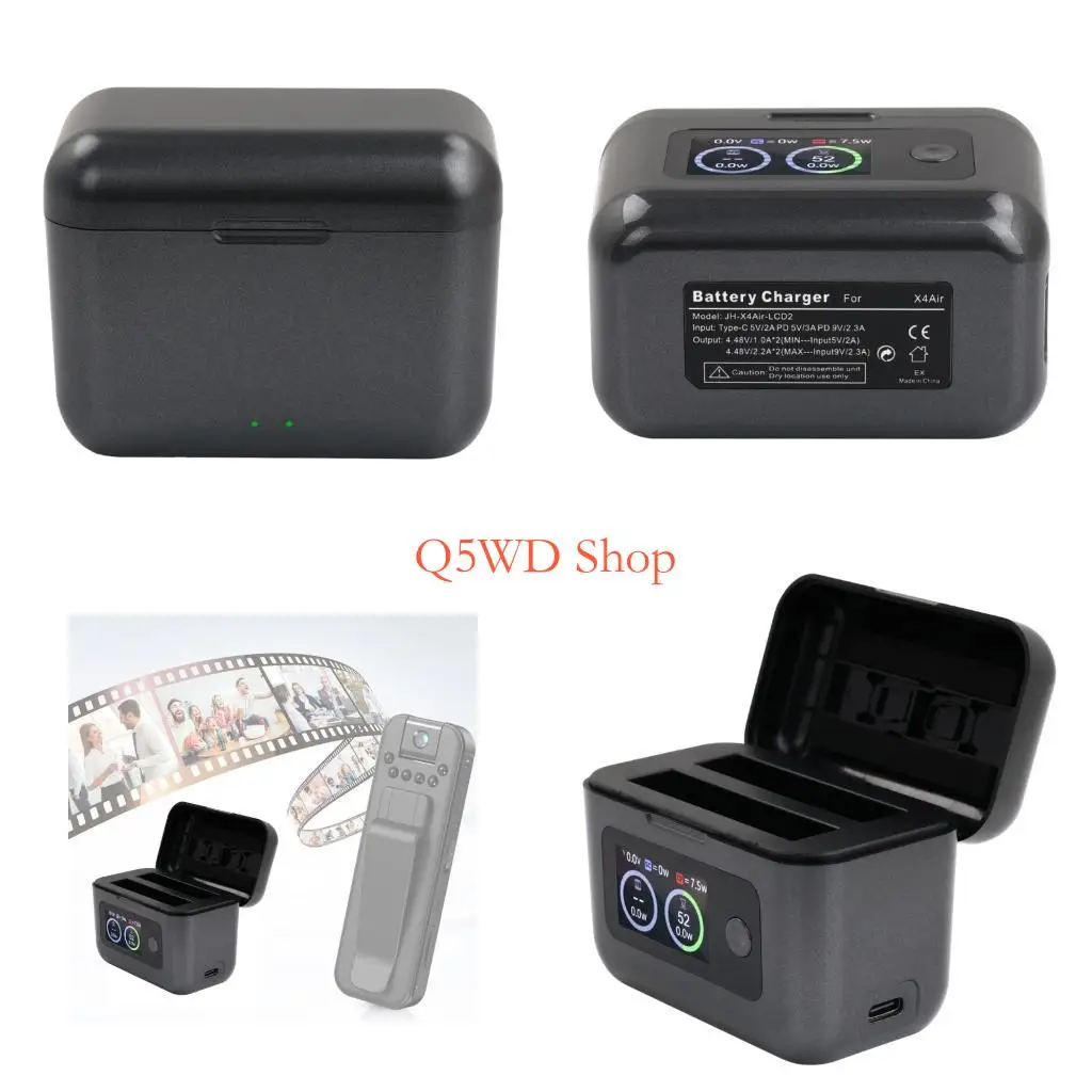 Q5WD Battery Chargers for X4 Air Batteries, Double-Bay Charging Dock, Compactly ABS Charging Hub for Travel Preps Use