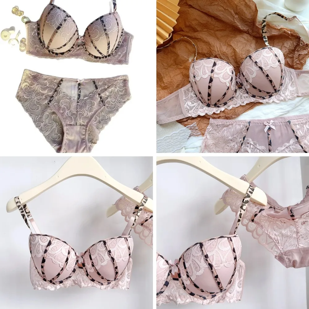 

Women's Plus Size Push Up Bra & Briefs Set - Soft Underwire Lace Lingerie Set, Lightweight Summer Underwear