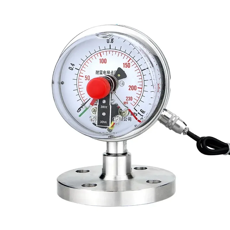 

Factory Customized 4" Dial Pressure Indicator Full Stainless Steel Electric Contact Manometer Pressure Gauge