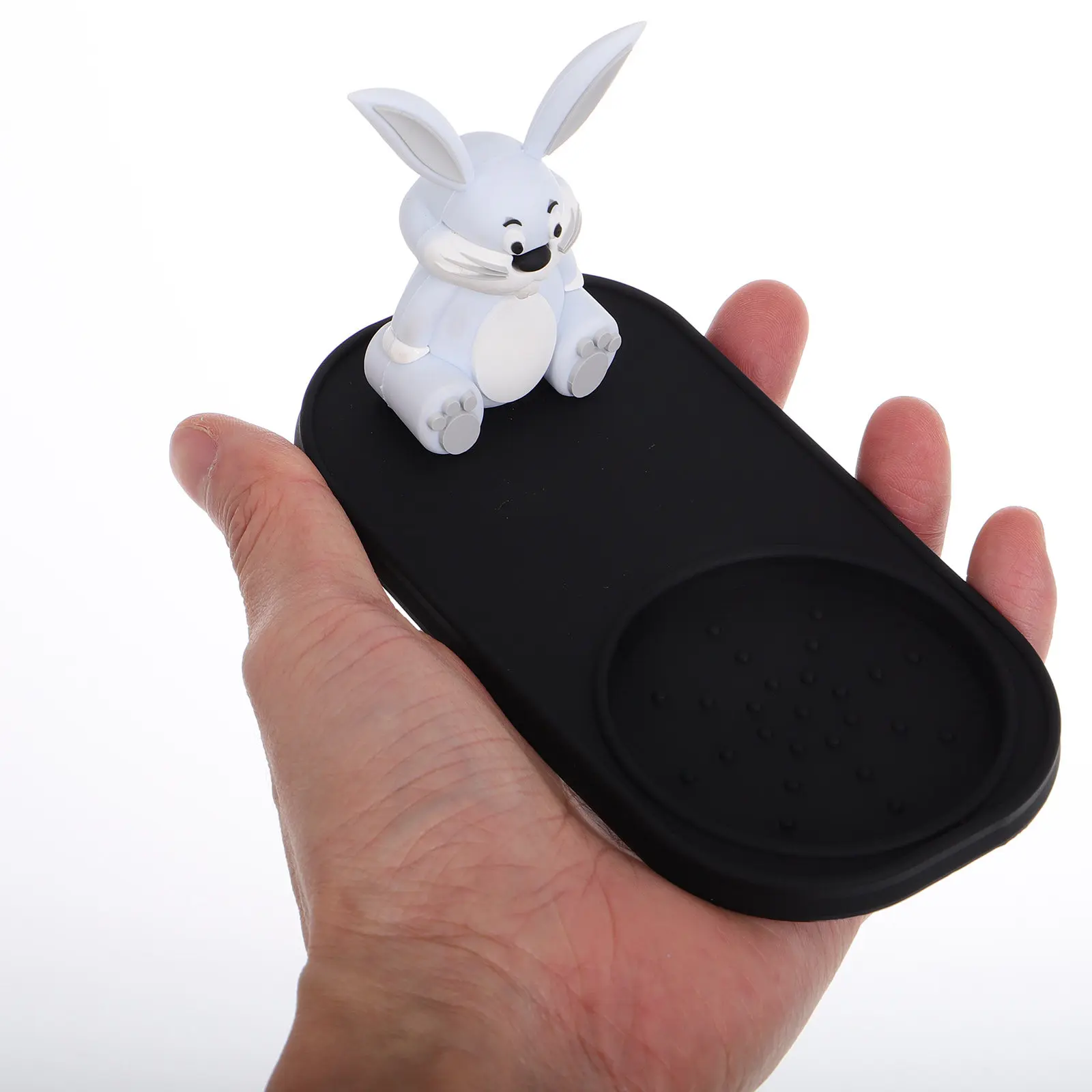 Espresso Tamping Mat Bunny Pattern Premium Silicone Non-Slip Coffee Powder Tamper Holder Protector for Machine Grinder Bar view 3