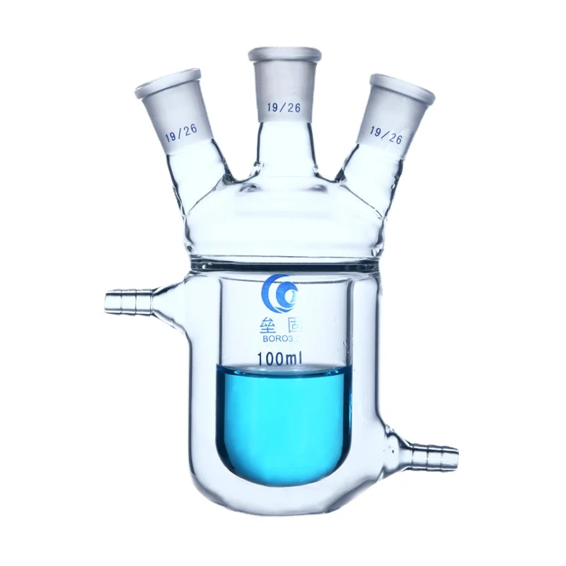 Frasco de reacción revestido de vidrio, Reactor de doble capa, 1 piezas, 50ml, 100ml, 150ml, 250ml, 500ml, 1000ml