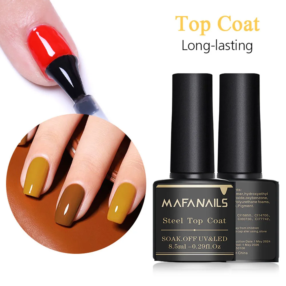 8ml base coat & capa superior gel unha polonês aço superior/fosco/gel duro/livre ácido unhas primer + 1 escova uv lâmpada led ferramenta bond verniz