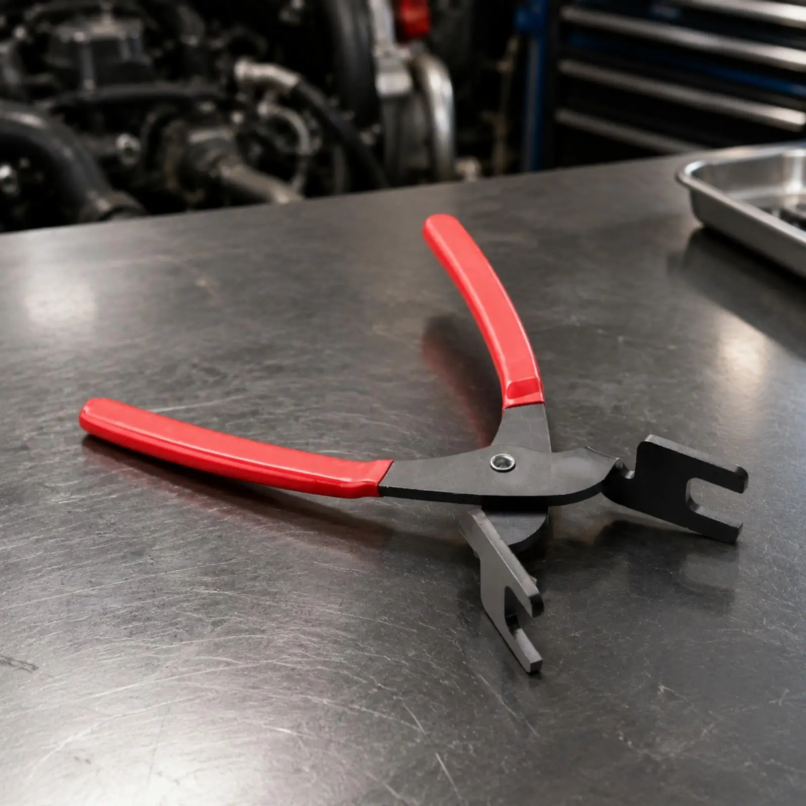 Fuel Line Pliers for Car AC Disconnect High Carbon Steel Rotating Head Tool with Ergonomic Red Handle Grip