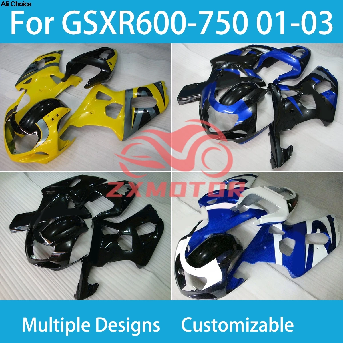 

Полный обтекатель для SUZUKI K1 GSXR 600 750 01 02 03, комплект деталей кузова мотоцикла, комплект обтекателей GSXR600 GSXR750 2001 2002 2003