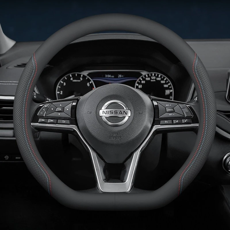 For Nissan Ultra Thin Steering Wheel Cover Soft Touch 15 Inch Fit Qashqai X‑Trail Rogue Altima Sentra Maxima Murano Auto Decor