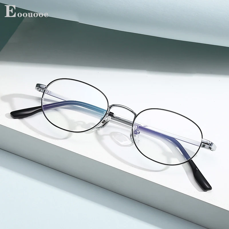 Titanium Glasses Oval Small Size Eyeglasses Myopia Reading Anti Blue Light Optical Men Women Prescription