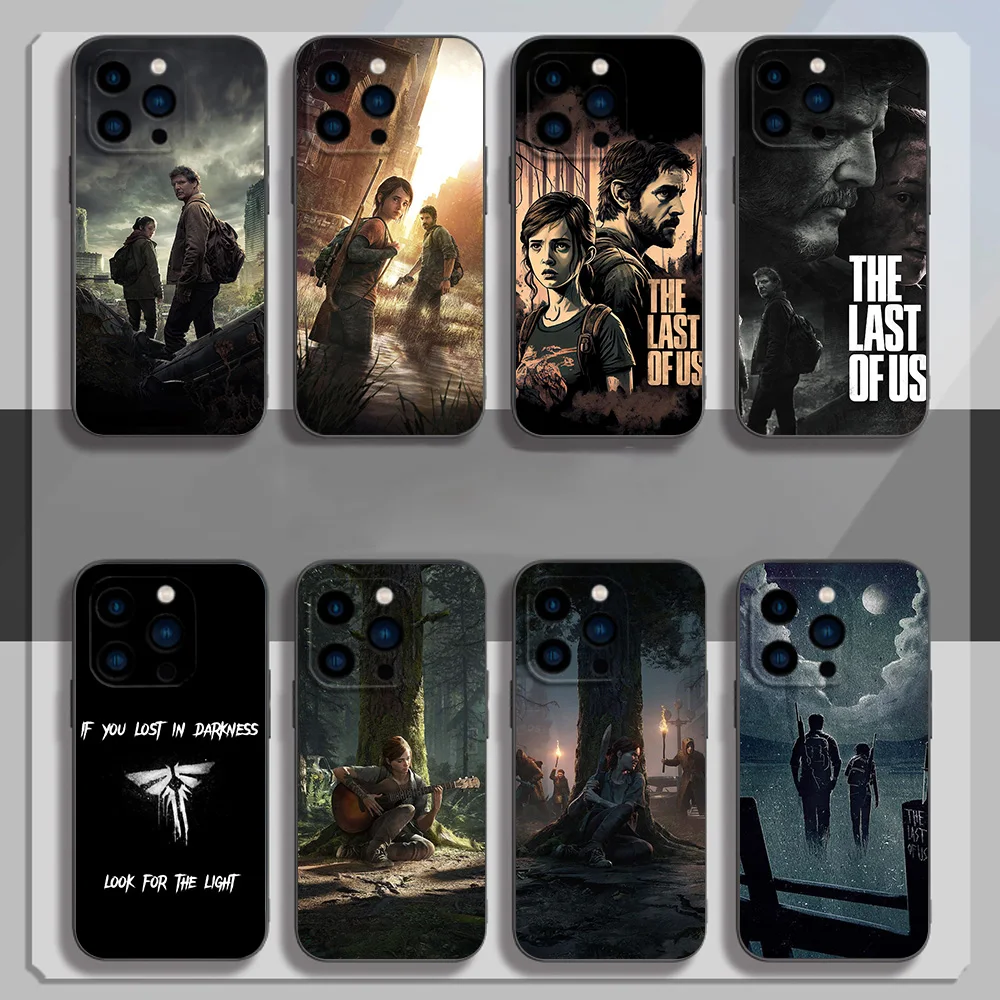 Game T-The L-Last of U-Us Phone Case for iPhone 12 11 13 14 15 16 Max Pro Plus Black Soft Silicone Cover