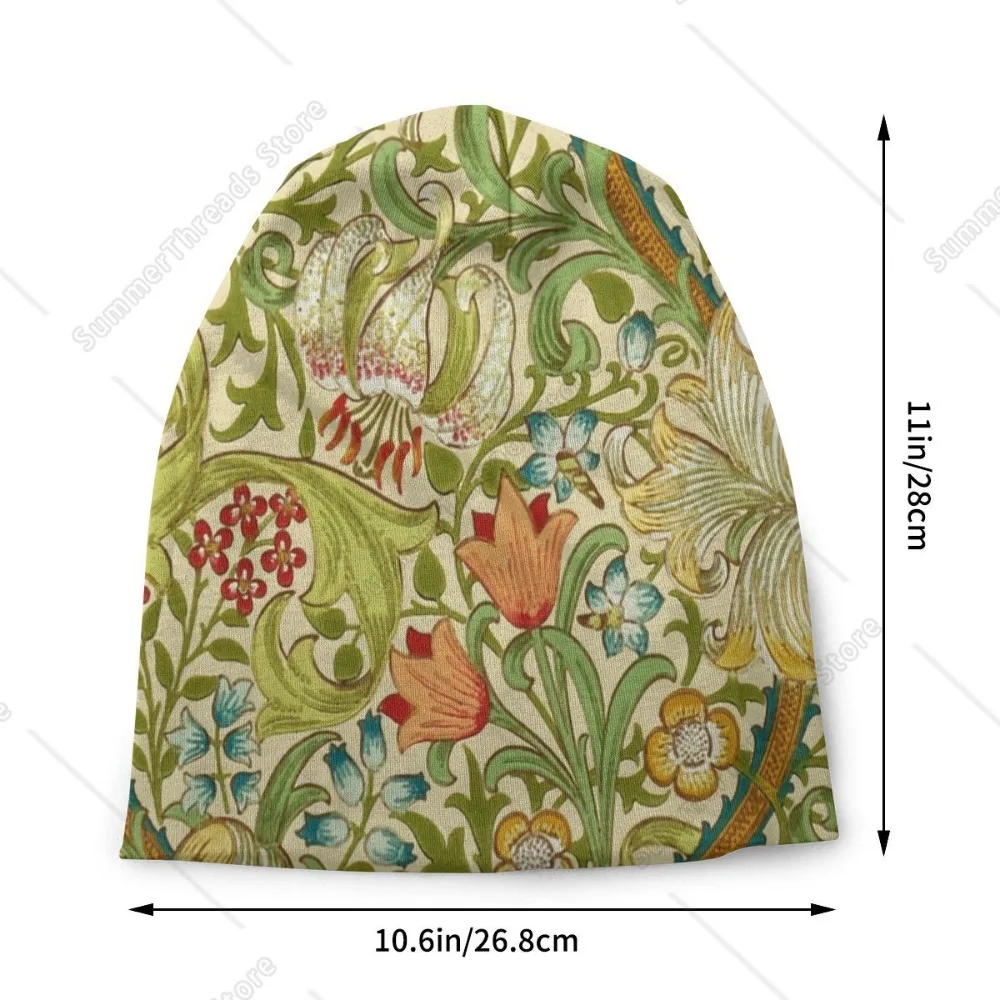 Custom William Morris Golden Lily-Fashion Floral Print Beanies Caps Unisex Street Winter Warm Knitted Hat Adult Bonnet Hats