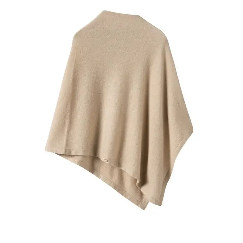 Warm Knitted Plain Color Scarf Thick Single Breasted Wool Shawl Wrap Women Cape Open Side Woven Cardigan Poncho Stole T285