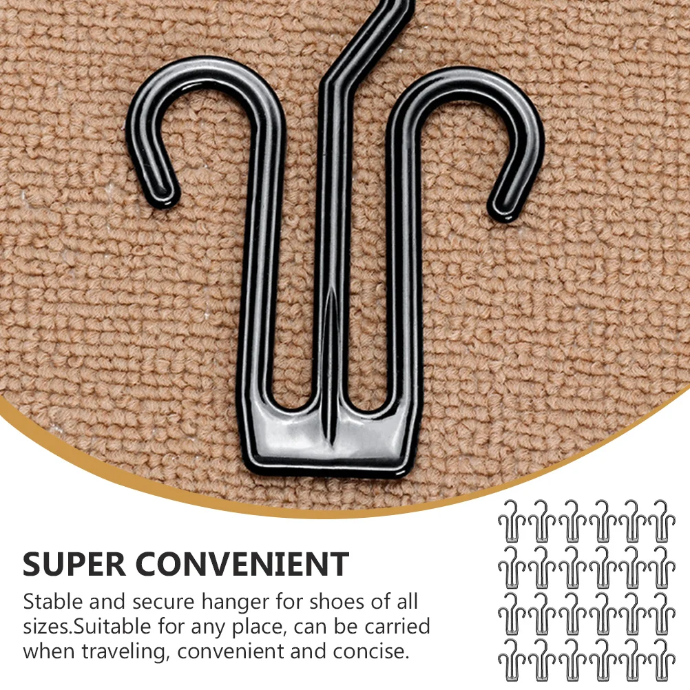 

24 Pcs Dry Shoe Rack Drying Hooks Double Hanger Storage Box Smooth Surface Hangers Slipper Organizer Plastic Multi-functional