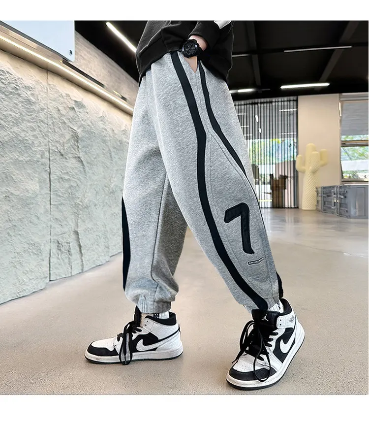 Kinderbekleidung Neue Hosen für Teenager-Jungen Modische Koreanische Sport-Hosen mit Elastischem Bund für Kinder Frühling Herbst Schulhosen 5-14 Jahre – Detail 11