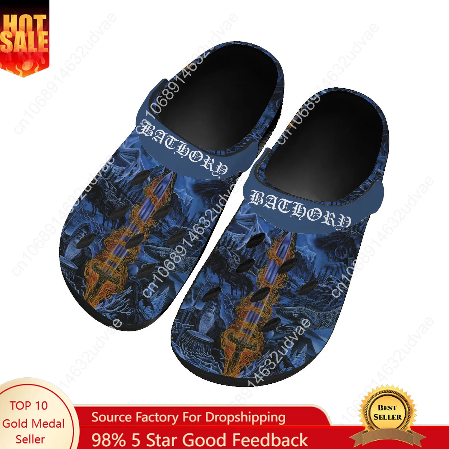 

Bathory Band Water Shoes Men Women Teenager Comfortable Home Garden Clogs Custom Sandals Beach Breathable Hole Slippers