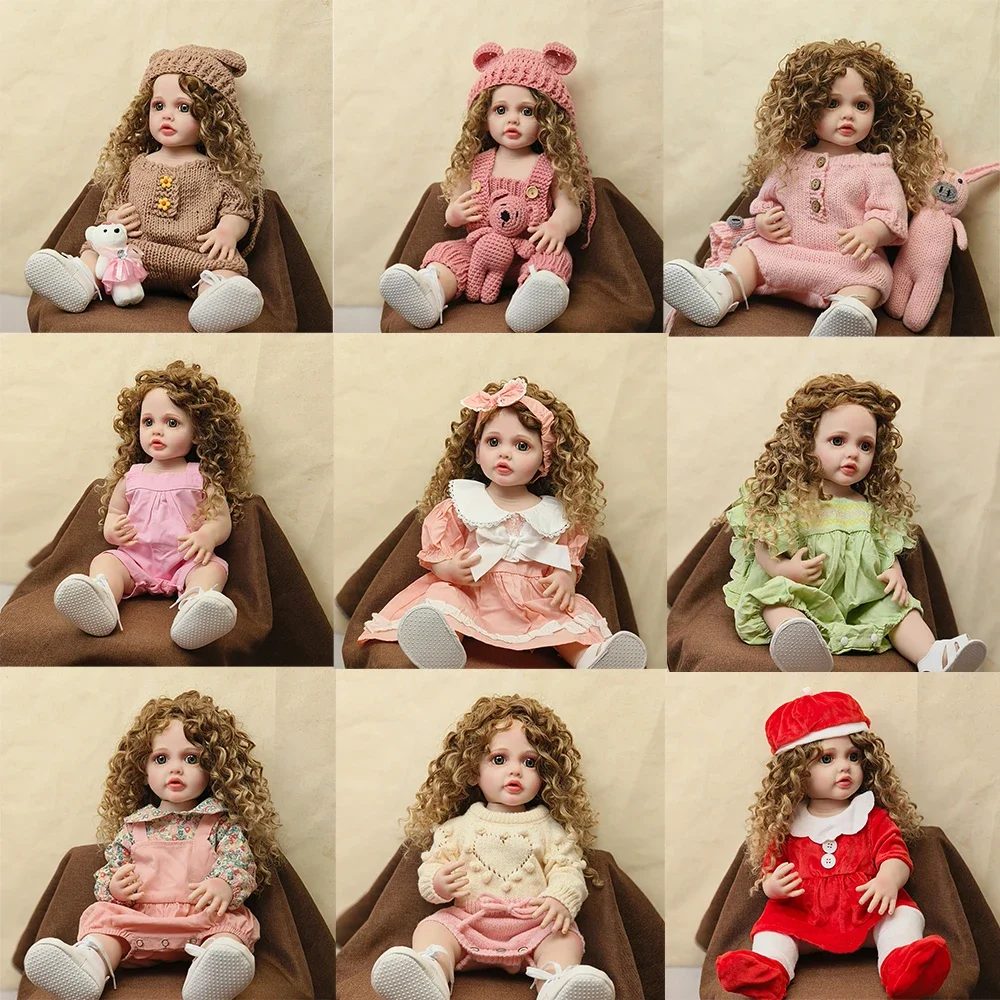 

55 CM Soft Full Silicone Reborn Baby Girl Doll Toy Lifelike 22 Inch Princess Toddler Art Bebe Birthday Gifts for Child