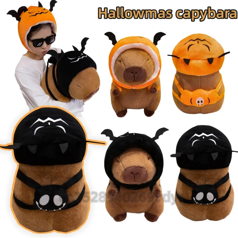 New Halloween Pumpkin Skull Capybara Animasl Toys Black Monster Doll Devil Baby Comfort Kawaii Dolls Christmas Halloween Gifts