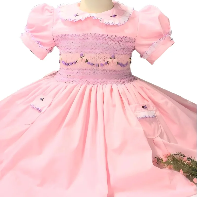 

0-12Y Baby Girl Summer Handmade Embroidery Vintage Princess Dress for Birthday Photography Holiday Eid A246