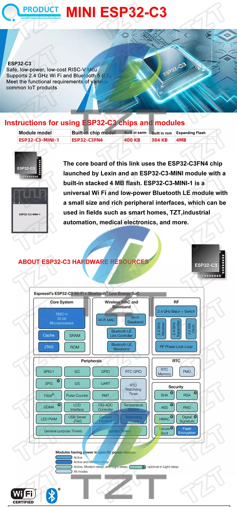 Tzt wemos d1 mini esp8266 esp32 ESP32-C3 ESP32-C3-MINI-1-N4 serielles wifi + bluetooth ch340g esp8684 entwicklungs board für arduino – Detail 1