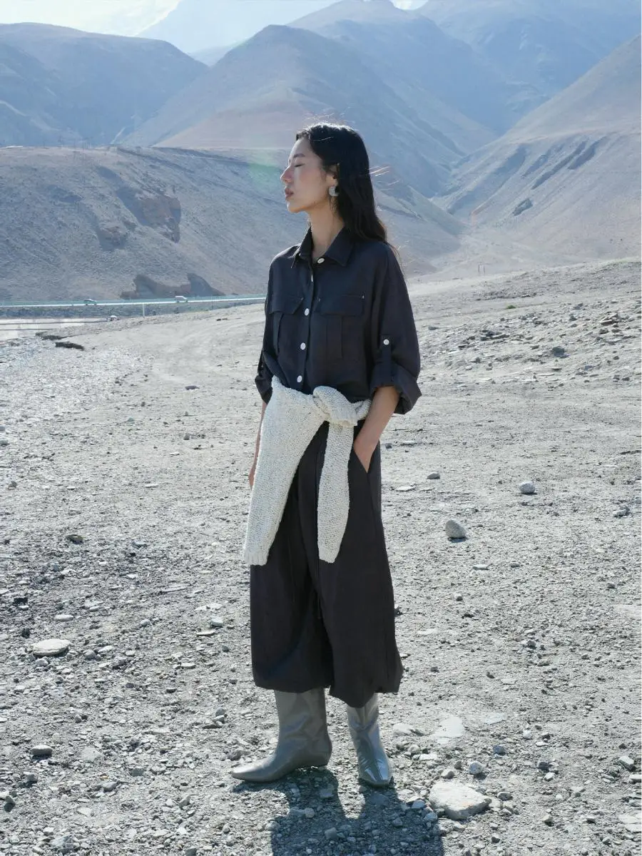 

Неудаемый конопляный материал, комбинезон Old Money Sle, комплект длинных брюк с высокой талией, Ele, осень 2025 CS CMS, женский костюм