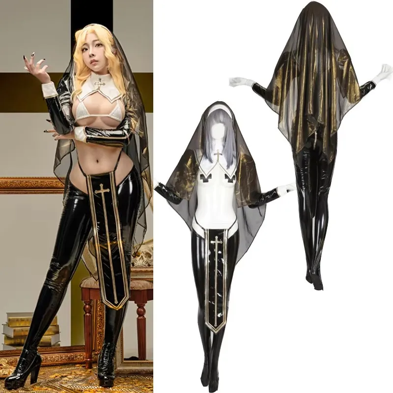 

Original Design Against War Bunny Girl Money Nun Cosplay Costume PU Leotard Uniform Sexy Anime Outfits Secret Photo Suits Cloth