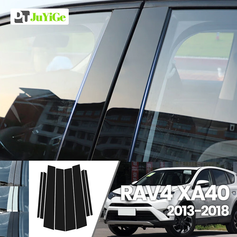 

For Toyota RAV4 XA40 2013-2018 2014 2015 2016 2017 Bright Black Carbon Fibre Window Door B C Sticker