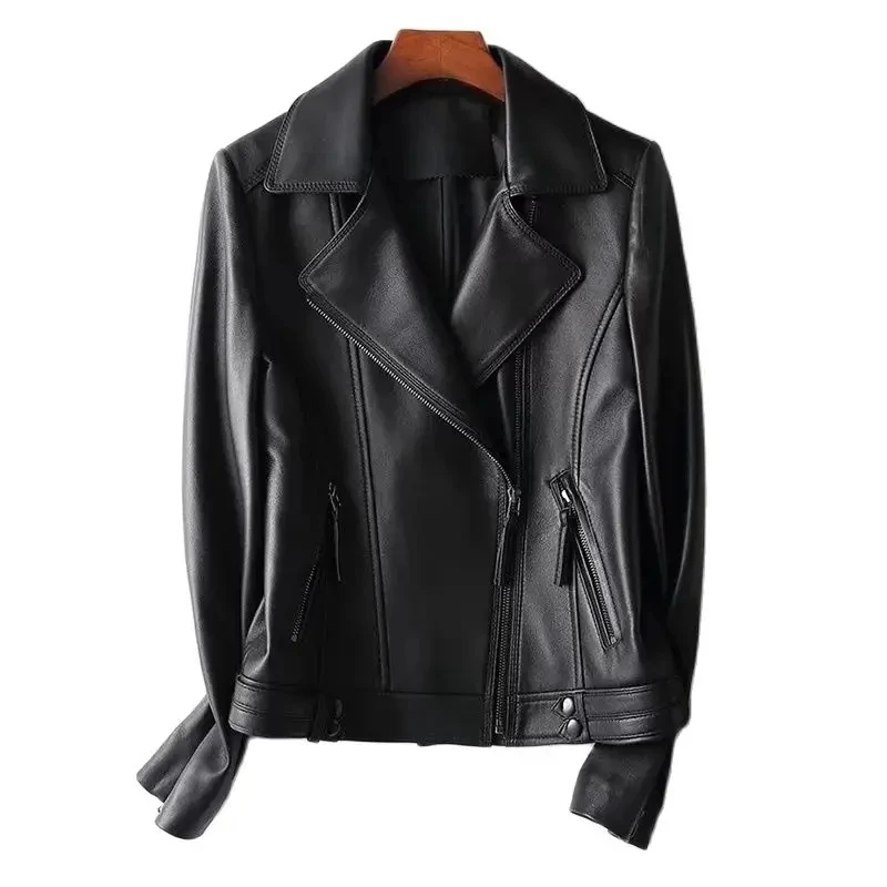 Spring and Autumn New Genuine Leather Clothes Womens Short Slim Fit Fashionable Korean Style Large Size 6XL Leather Jackets