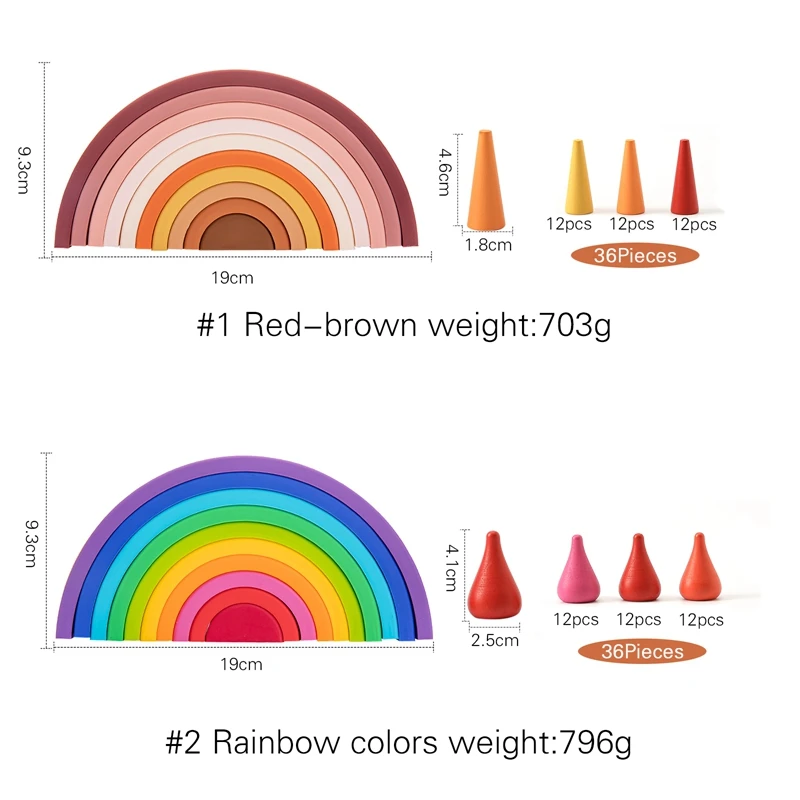 1 zestaw dziecko kolory tęczy silikonowe układanie zabawki Montessori klocki drewniane zabawki BPA bezpłatne bezpieczne wczesnej edukacji prezenty dla dzieci