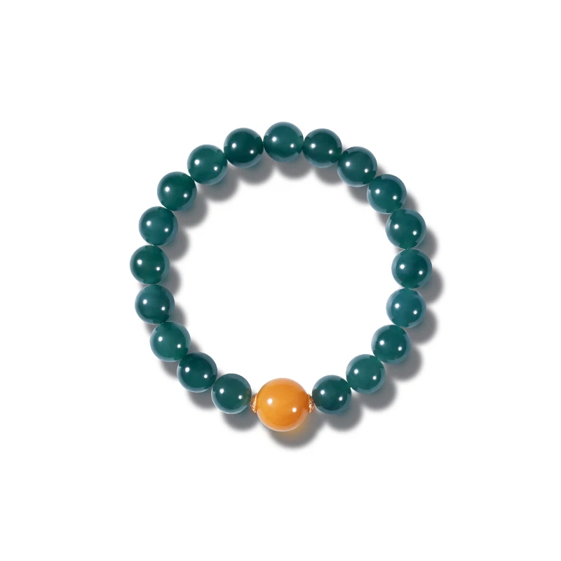 

10mm Round Natural Guatemalan Blue Water Jade Beads Bracelet Women S925 Gold Plated Meditation Healing Wealth Luck Chakra Energy