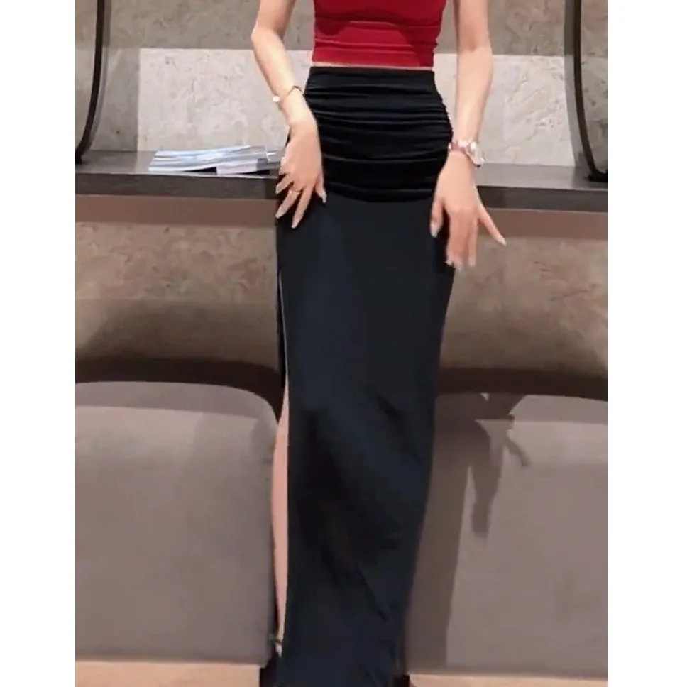 

Новая летняя плиссированная прямая асимметричная юбка Fi Tail f, женская утягивающая сексуальная длинная модная юбка