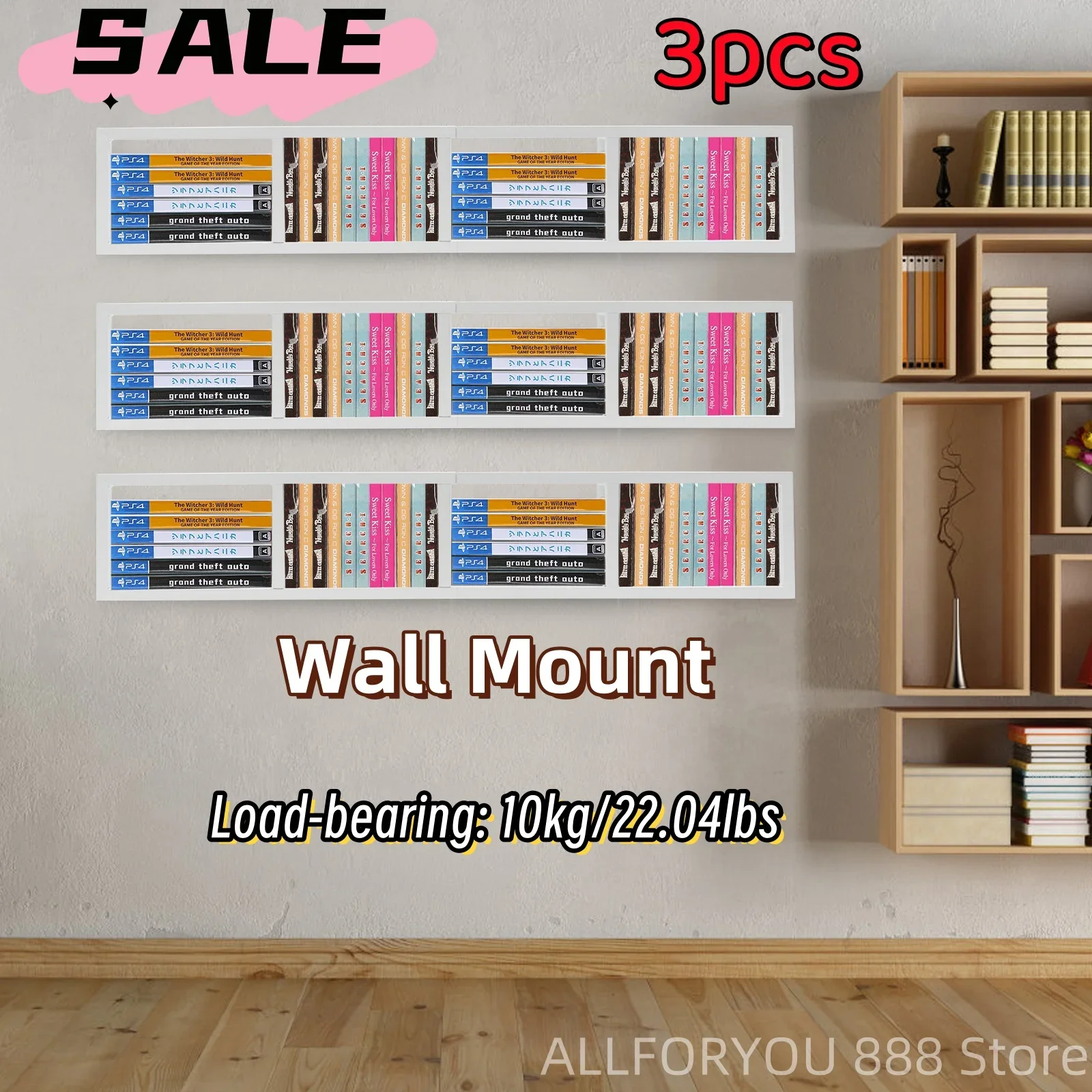 

3pcs Wall Mount CD Disk Storage Rack Organizer Box Holder Stores Suitable for Any Space White/Black