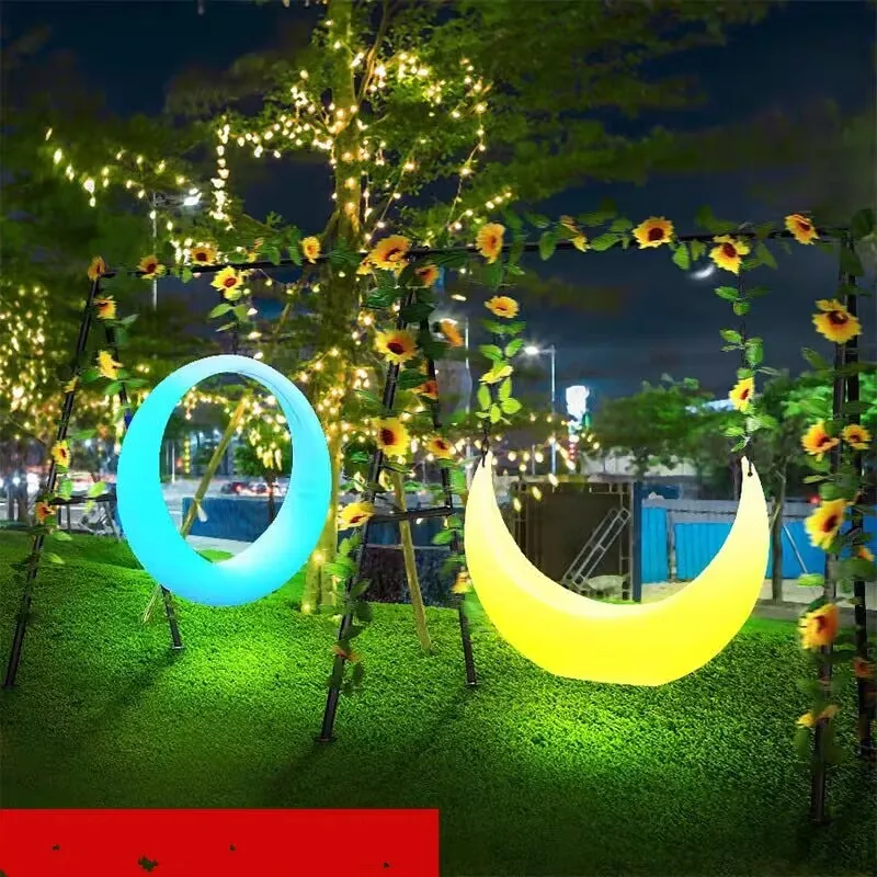 Outdoor Furniture Led Lighting  Round luminous Hammocks Rocking INS web celebrity Moon Swings Outdoor Egg Chair Garden Swings