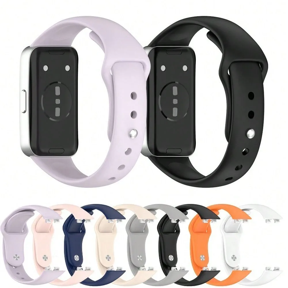 سيليكون متوافق مع سوار معصم Huawei Band 10/9/8، سوار ساعة بديل من السيليكون المعدني، ملحقات الساعة