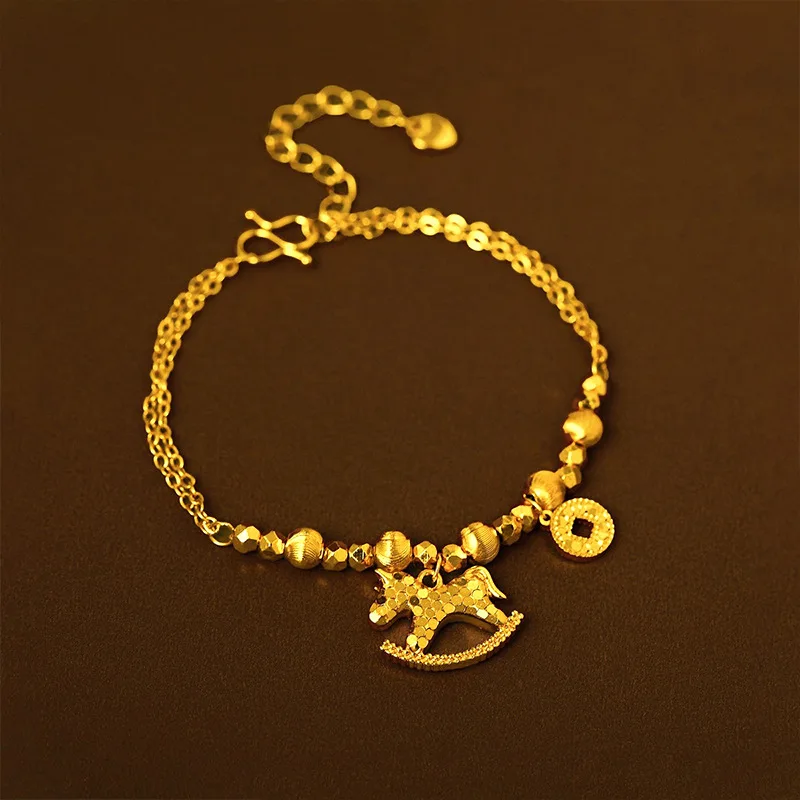 

Cat's Eye Disco Bead Bracelet Women's 24K Gold AU999 - Colorful cat-eye luster, pure 24K gold,perfect for sweet and cool outfits