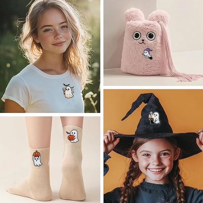 Naszywka z haftem nietoperza-ducha, naklejka z haftem ducha śmierci, naszywka do dekoracji ubrań, naszywka z haftem kota-ducha na komputer.