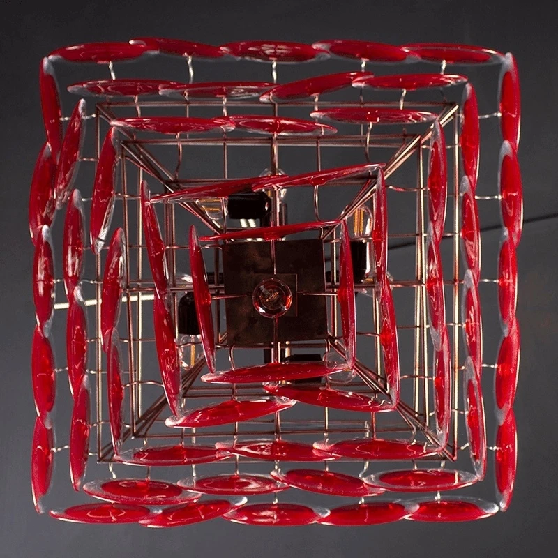 

Luxury Vintage Red Glass Chandelier Retro Multi Tier Murano Glass Hanging Lamp for Living Room Loft E27 Lighting Fixture