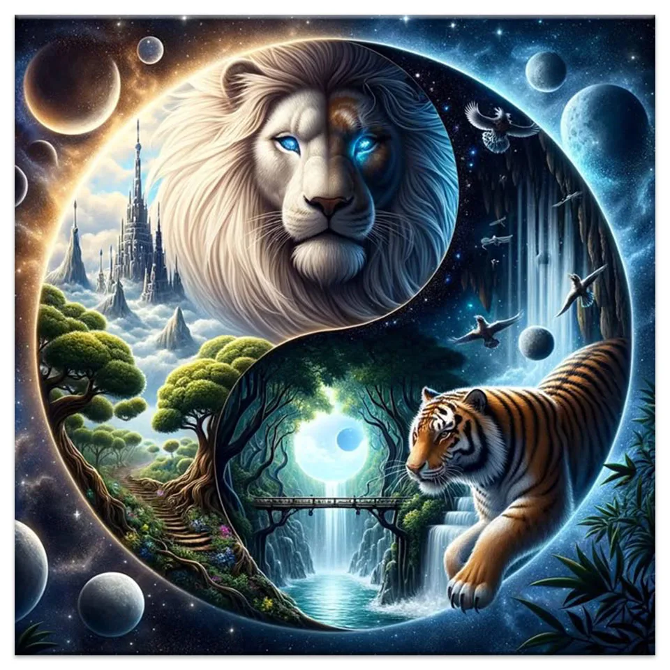 

Набор алмазной живописи Лев Инь и Ян Новая коллекция 2025 Алмазная мозаика Леопард 5D DIY Вышивка крестиком Алмазное искусство Домашний декор