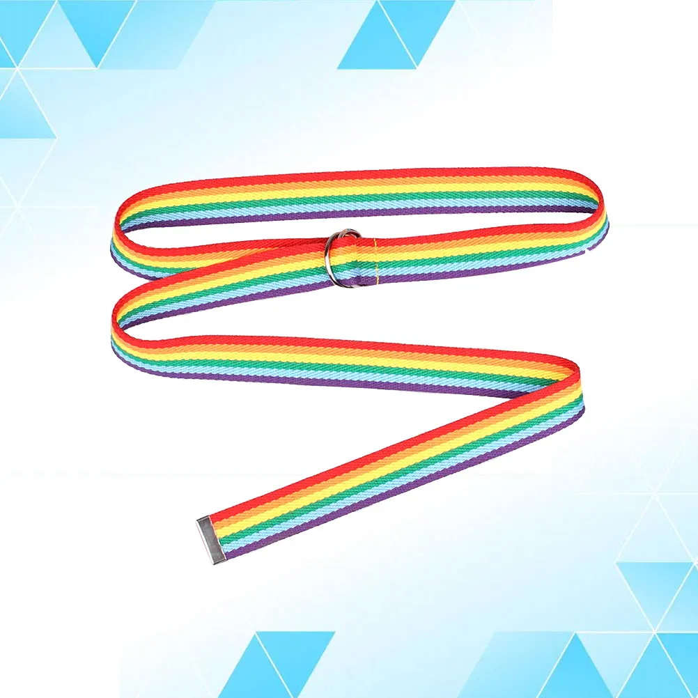 

1pc Decorative Waist For Women Fashion Rainbow Woven Leisure Belt Adjustable Pp Grass Belt Wooden Buckle For Jeans Pants