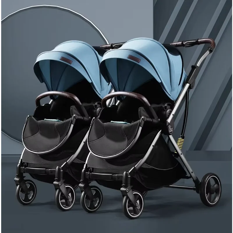 passeggino per bambini 4 in 1 passeggino doppio per bambini ultraleggero pieghevole portatile ad alta vista con ombrellone per auto