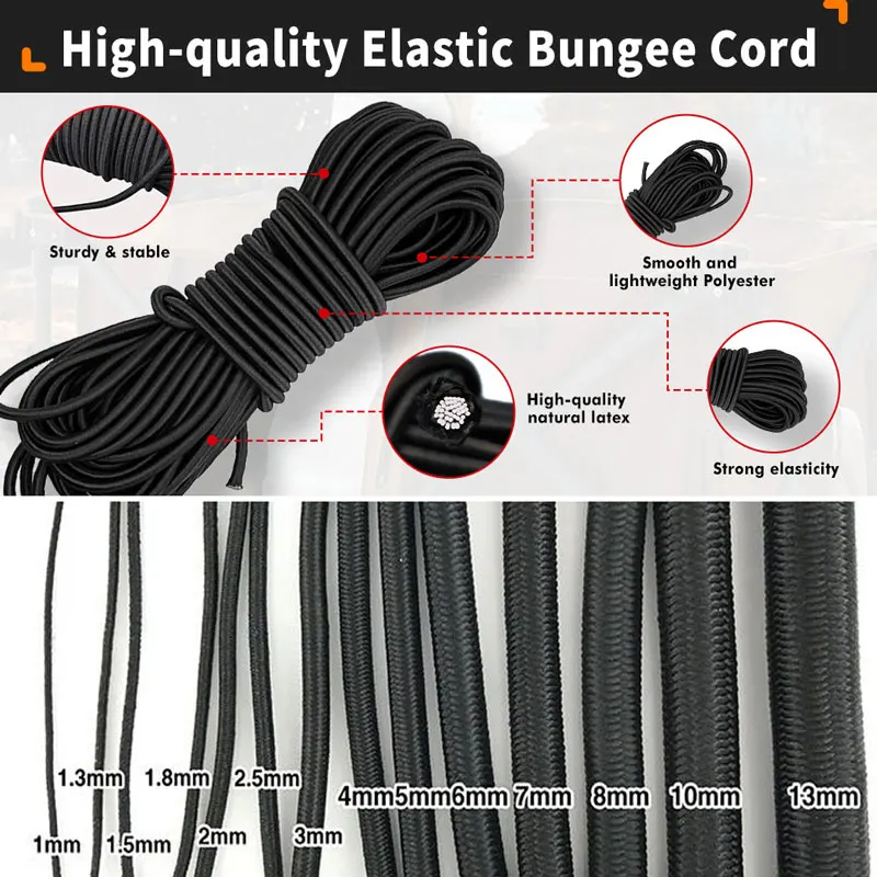 Heavy Stretch Elastic Cord, Round Rubber String for Craft DIY