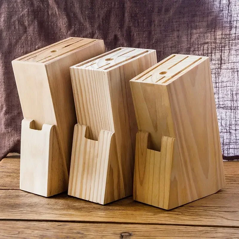 Rubber solid wood knife holder, household kitchen knife holder, kitchen storage rack, tool storage rack