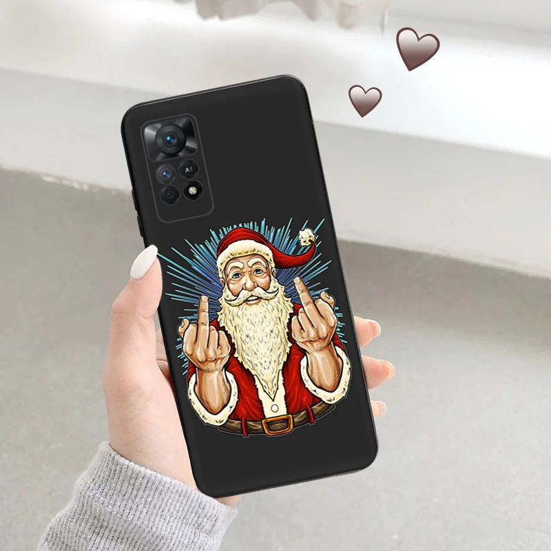 Phone Case For Redmi 10C 10A Note 11 Pro 10 10s 11s Merry Christmas Santa Claus Xiaomi 10t 11t Lite Black Soft Protective Cover image 4